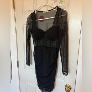 Cute black mesh corset dress